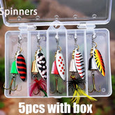 5pcs Metal Spinner Baits Kit – Trout/Bass/Salmon Inline Spinners with Tackle Box