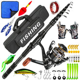 Carbon Surf Fishing Rod & Lure Combo Set - Long Cast Saltwater Spinning Rod with Artificial Bait Kit