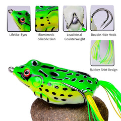 TopWater Frog Fishing Lure 4.3cm-6.5cm | 5g-17.5g Soft Silicone Bait Wobblers with Double Hooks for Bass Pike Snakehead