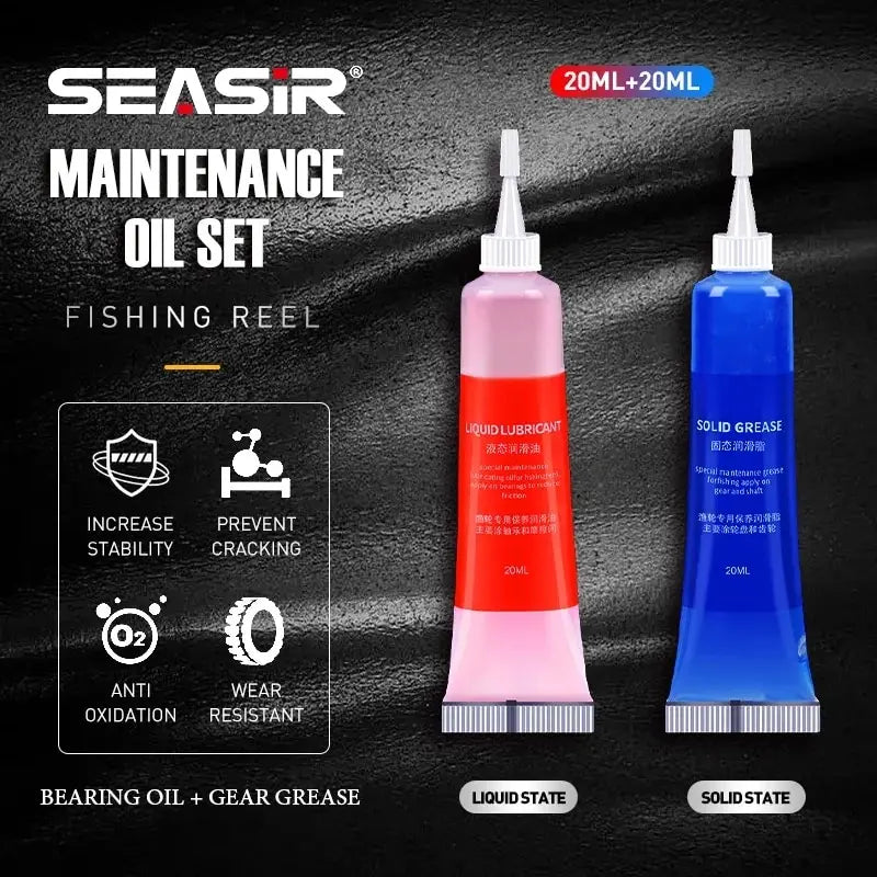 Reel Grease & Lubricant Oil Set – Fishing Reel Bearing Maintenance Kit (20ml x 2pcs)