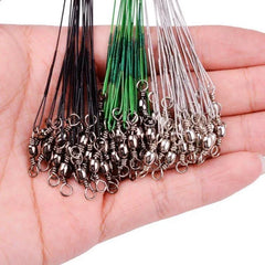Super Strong Steel Wire Fishing Leader – Anti-Bite, High Tensile with Rotating Snaps (20–200pcs)