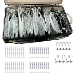50PCS Jig Bait Soft Lure Kit – 5.5cm/7cm/10cm with Jig Head Hooks & Tackle Box