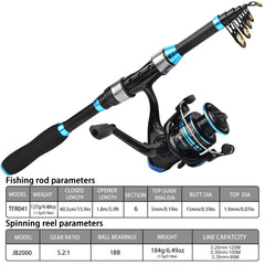 Telescopic Surf Fishing Rod Combo – Saltwater Spinning Rod with Reel, Line & Carry Bag