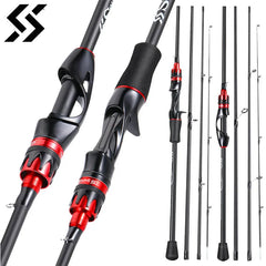 2.1m Ultralight Carbon Fiber Casting/Spinning Fishing Rod – 4 Sections with EVA Handle