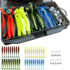 50PCS Jig Bait Soft Lure Kit – 5.5cm/7cm/10cm with Jig Head Hooks & Tackle Box