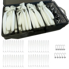50PCS Jig Bait Soft Lure Kit – 5.5cm/7cm/10cm with Jig Head Hooks & Tackle Box