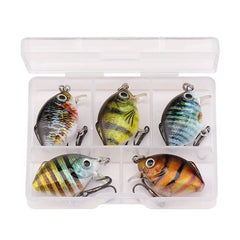 5pcs Mini Fish Bass Fishing Lure Set 3cm 1.5g Topwater Crankbaits for Pike & Bass