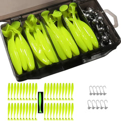 50PCS Jig Bait Soft Lure Kit – 5.5cm/7cm/10cm with Jig Head Hooks & Tackle Box