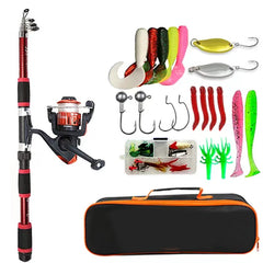 Fishing Pole Set Full Kit with Telescopic Rod & Spinning Reel