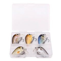 5pcs Mini Fish Bass Fishing Lure Set 3cm 1.5g Topwater Crankbaits for Pike & Bass