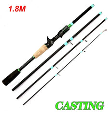 Casting & Spinning Lure Fishing Rod – 1.8m/2.1m Carbon Fiber Ultralight Travel Rod