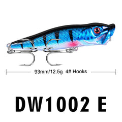 Hot Selling Popper Lure – 93mm / 12.5g Floating Topwater Hard Bait with 3D Eyes & Rattle System