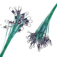 Super Strong Steel Wire Fishing Leader – Anti-Bite, High Tensile with Rotating Snaps (20–200pcs)