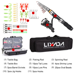 Telescopic Fishing Rod & Reel Combo Kit – Full Set with Lures, Tackle Box & Carry Bag (2.1m/2.3m)