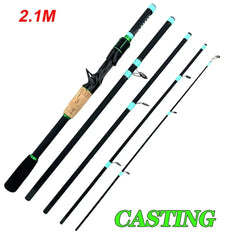 Casting & Spinning Lure Fishing Rod – 1.8m/2.1m Carbon Fiber Ultralight Travel Rod