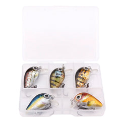 5pcs Mini Fish Bass Fishing Lure Set 3cm 1.5g Topwater Crankbaits for Pike & Bass