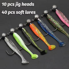 50PCS Jig Bait Soft Lure Kit – 5.5cm/7cm/10cm with Jig Head Hooks & Tackle Box