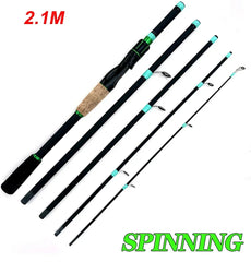 Casting & Spinning Lure Fishing Rod – 1.8m/2.1m Carbon Fiber Ultralight Travel Rod