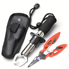 Stainless Steel Fishing Pliers & Fish Lip Gripper Combo Set