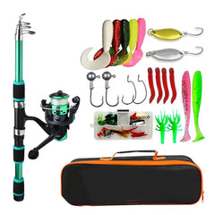 Fishing Pole Set Full Kit with Telescopic Rod & Spinning Reel