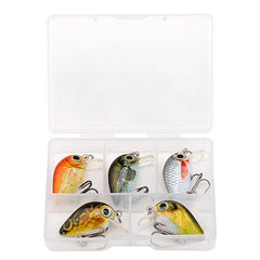 5pcs Mini Fish Bass Fishing Lure Set 3cm 1.5g Topwater Crankbaits for Pike & Bass