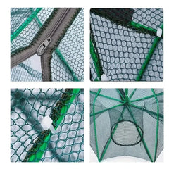 6 Hole Folding Fishing Net Trap – Crayfish, Crab, Shrimp & Eel Catcher