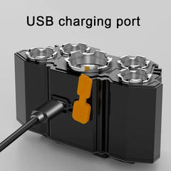 Rechargeable 5-Head LED Headlamp – Super Bright USB Motion Sensor Fishing Light