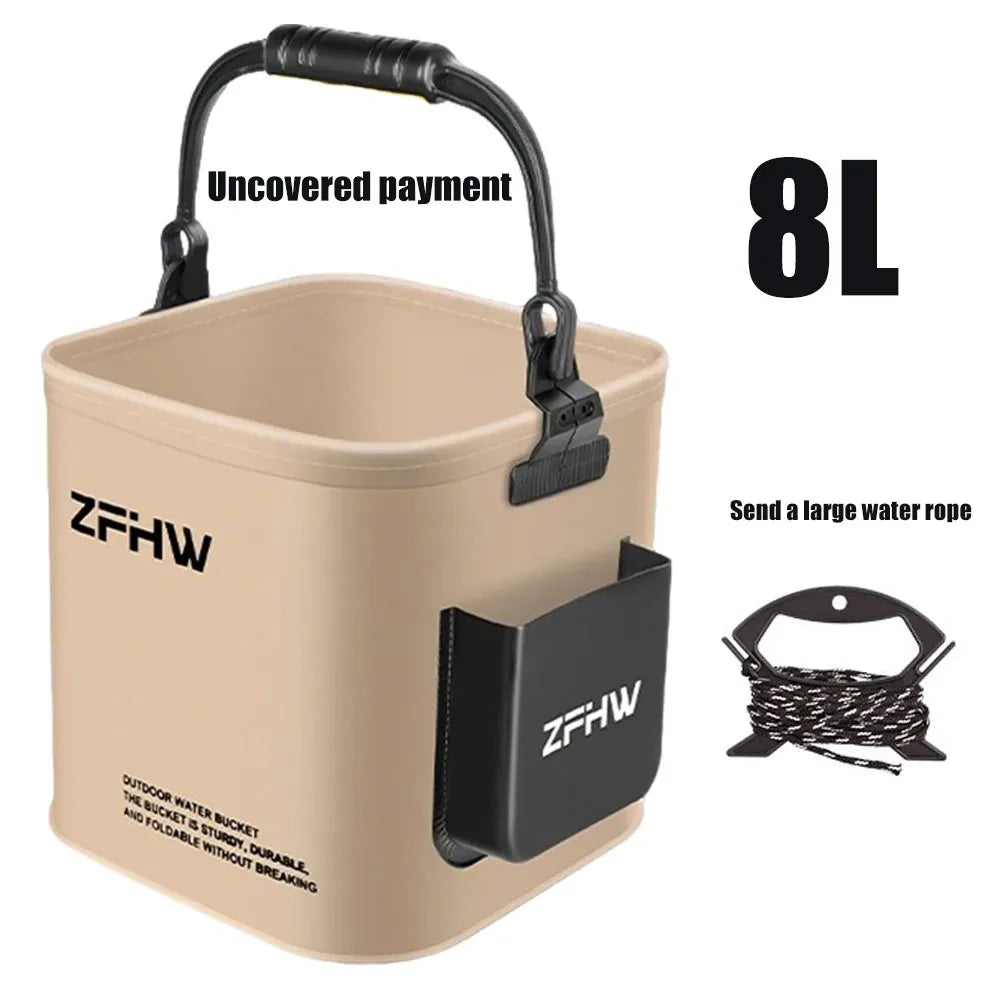 Portable Fishing Bucket – PVC Live Fish Container & Tackle Storage Box