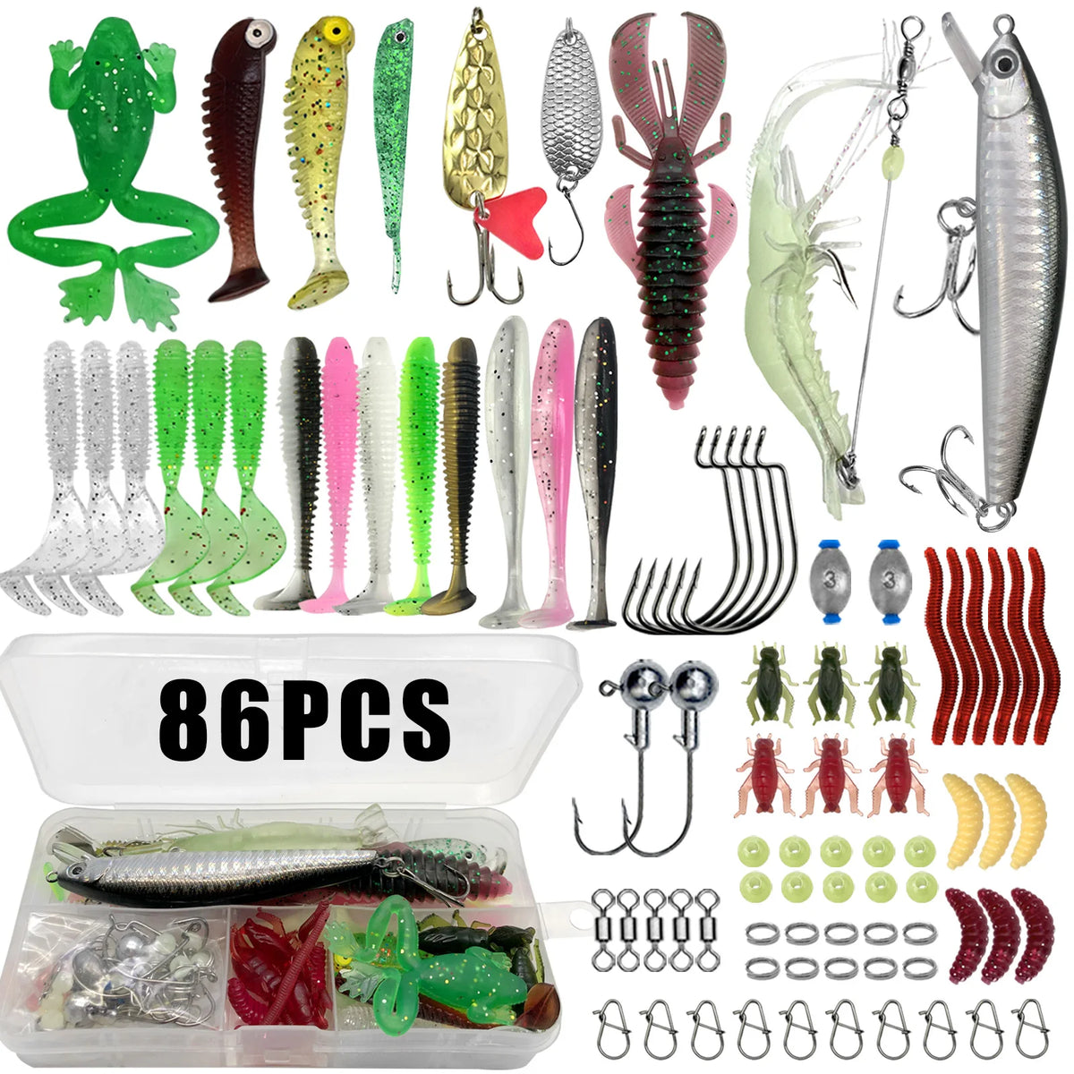 Fishing Lure Kit – 86/88/136/149/366pcs Multi-Lure Box for Trout, Pike & Bass