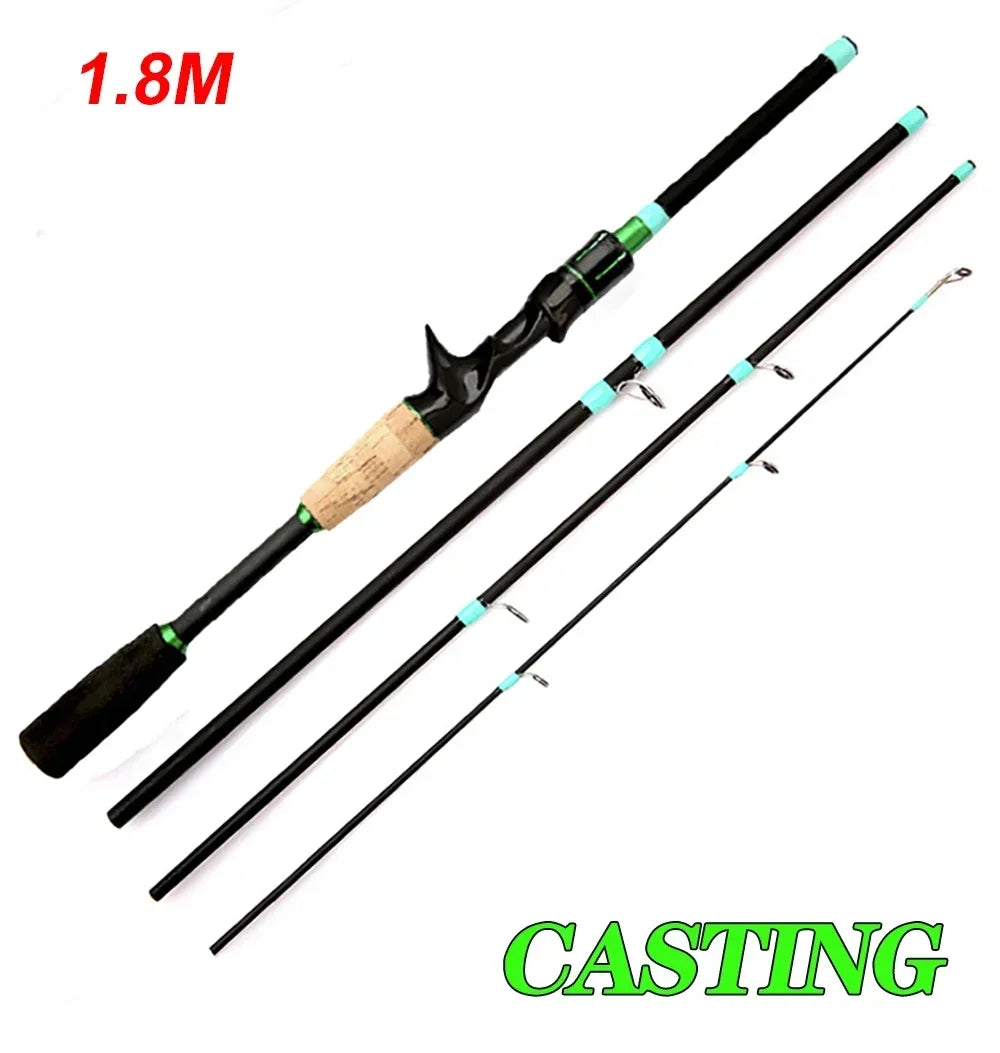 Casting & Spinning Lure Fishing Rod – 1.8m/2.1m Carbon Fiber Ultralight Travel Rod