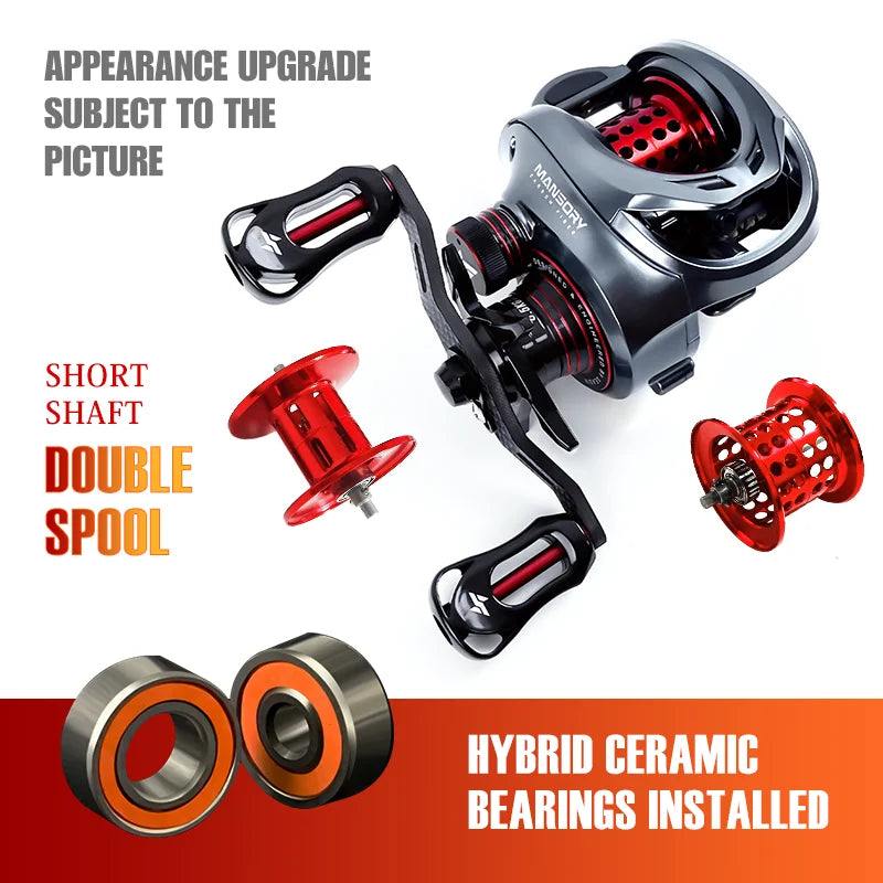 Mansory Ultralight Baitcasting Reel 146g – 7.3:1, 11+1 Bearings, Double Spools, Carbon Body