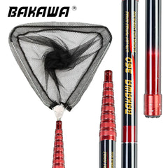 Folding Telescopic Fishing Landing Net 2.1–4.0m Carbon Fiber Pole with Stainless Steel Head