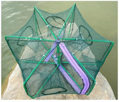 6 Hole Folding Fishing Net Trap – Crayfish, Crab, Shrimp & Eel Catcher