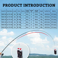 Telescopic Surf Spinning Rod 3.6/3.9/4.2/4.5m – 30T Carbon Surfcasting Fishing Pole