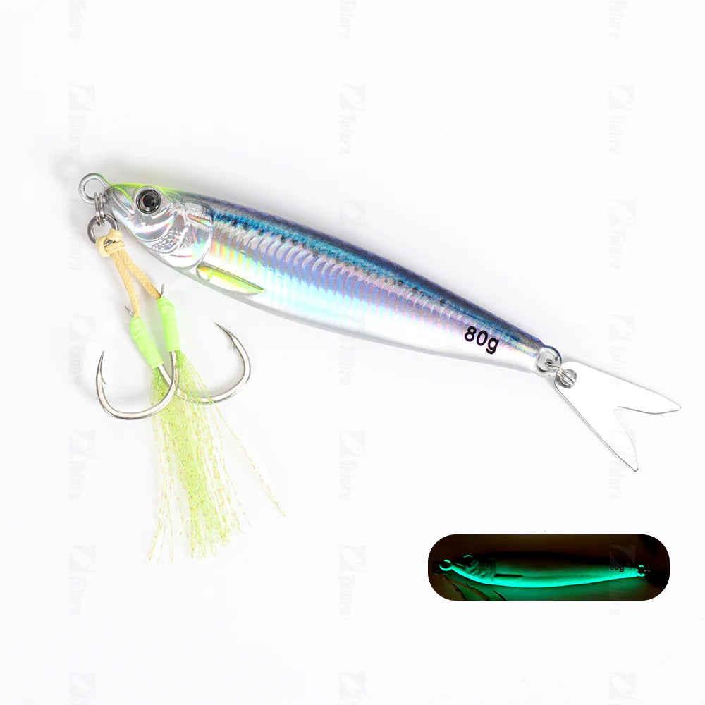 Printed Fast Sinking Metal Jig Lure 20–130g – Saltwater Shore Casting Vertical Jig