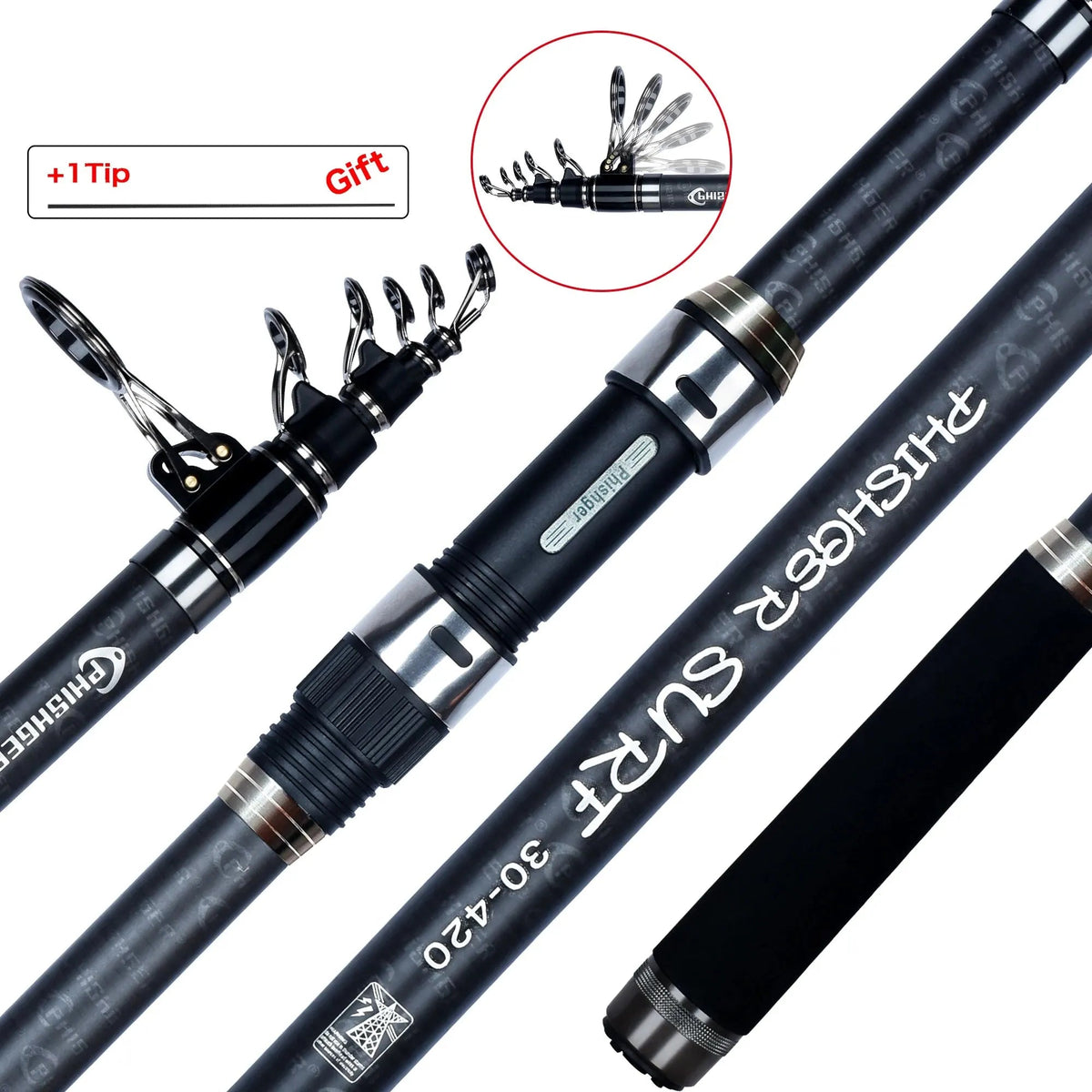 Telescopic Surf Spinning Rod 3.6m–4.5m | 30T Carbon Travel Surfcasting Fishing Pole